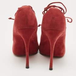 Alaia Red Suede Lace Up Pumps Size 39 