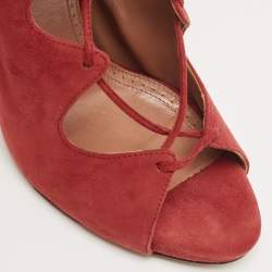 Alaia Red Suede Lace Up Pumps Size 39 