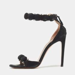 Alaia Black Suede Bombe Ankle Strap Sandals Size 