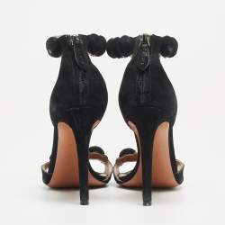 Alaia Black Suede Bombe Ankle Strap Sandals Size 