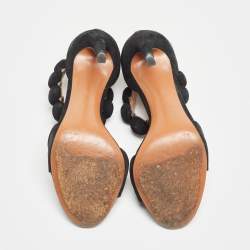 Alaia Black Suede Bombe Ankle Strap Sandals Size 