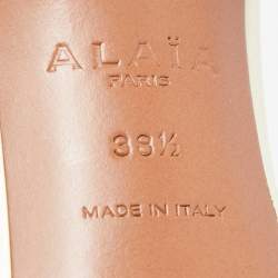 Pre Owned Alaia Off White Patent Leather Bombe Ankle Strap Sandals Size 38.5