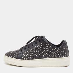 Pre Owned Alaia Black Laser Cut Leather Low Top Sneakers Size 36