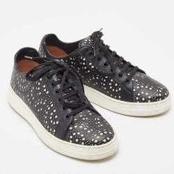 Pre Owned Alaia Black Laser Cut Leather Low Top Sneakers Size 36