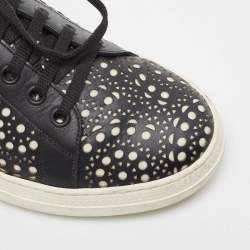 Pre Owned Alaia Black Laser Cut Leather Low Top Sneakers Size 36