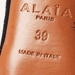 Alaia Black Suede Studded Ankle Strap Sandals Size 39