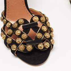 Alaia Black Suede Studded Ankle Strap Sandals Size 39