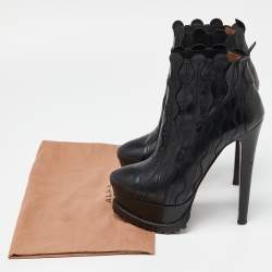 Alaia Black Leather Ankle Boots Size 39