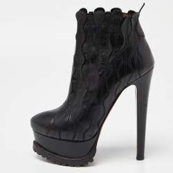 Alaia Black Leather Ankle Boots Size 39