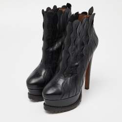 Alaia Black Leather Ankle Boots Size 39