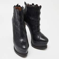 Alaia Black Leather Ankle Boots Size 39