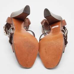 Pre Owned Alaia Brown Leather Ankle Strap Sandals Size 36