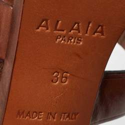 Pre Owned Alaia Brown Leather Ankle Strap Sandals Size 36