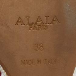 Aliaia Tricolor Printed Canvas and Patent Leather Wedge Platform Slingback Sandals Size 38