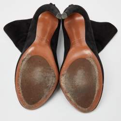 Pre Owned Giuseppe Zanotti Black Suede Ankle Zip Booties Size 38