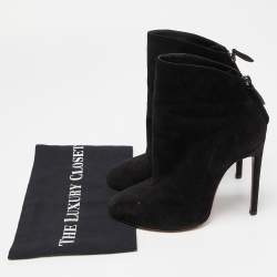 Pre Owned Giuseppe Zanotti Black Suede Ankle Zip Booties Size 38