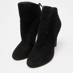 Pre Owned Giuseppe Zanotti Black Suede Ankle Zip Booties Size 38