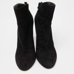 Pre Owned Giuseppe Zanotti Black Suede Ankle Zip Booties Size 38