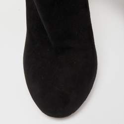 Pre Owned Giuseppe Zanotti Black Suede Ankle Zip Booties Size 38