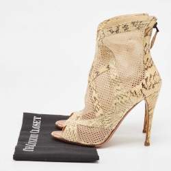 Alaia Cream Python and Mesh Zipper Booties Size 38