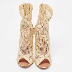 Alaia Cream Python and Mesh Zipper Booties Size 38
