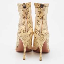 Alaia Cream Python and Mesh Zipper Booties Size 38