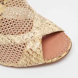 Alaia Cream Python and Mesh Zipper Booties Size 38
