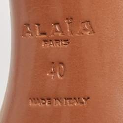 Alaia Beige Leather Bombe Ankle Strap Sandals Size 40