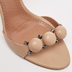 Alaia Beige Leather Bombe Ankle Strap Sandals Size 40