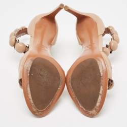 Alaia Beige Leather Bombe Ankle Strap Sandals Size 40