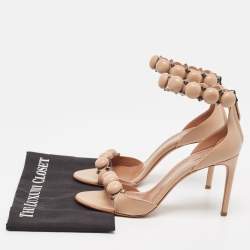 Alaia Beige Leather Bombe Ankle Strap Sandals Size 40