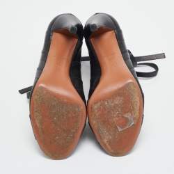 Pre Owned Alaia Black Leather Cutout Lace Up Sandals Size 39