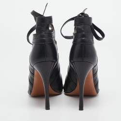 Pre Owned Alaia Black Leather Cutout Lace Up Sandals Size 39