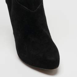 Pre Owned Alaia Black Suede Midcalf Boots Size 36