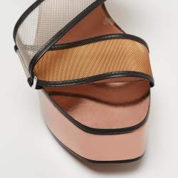 Pre Owned Alaia Multicolor Mesh and Leather Wedge Platform Sandals Size 39