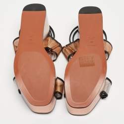 Pre Owned Alaia Multicolor Mesh and Leather Wedge Platform Sandals Size 39