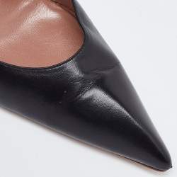 Pre Owned Alaia Black Leather Metal Detail D'Orsay Pumps Size 38