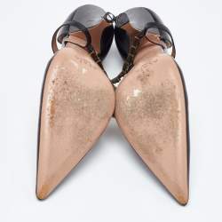 Pre Owned Alaia Black Leather Metal Detail D'Orsay Pumps Size 38
