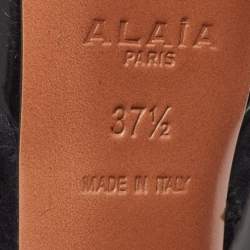 Pre Owned Alaia Black Leather Lace Up Ankle Boots Size 37.5