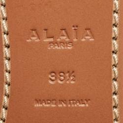 Pre Owned Alaia Gold Studded Leather Strappy Flat Sandals Size 38.5