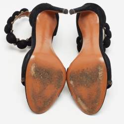 Alaia Black Suede Bombe Ankle Strap Sandals Size 39