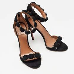 Alaia Black Suede Bombe Ankle Strap Sandals Size 39