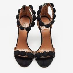 Alaia Black Suede Bombe Ankle Strap Sandals Size 39