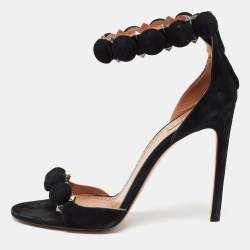 Alaia Black Suede Bombe Ankle Strap Sandals Size 39