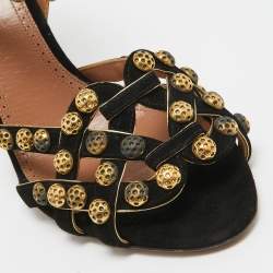 Pre Owned Alaia Black Suede Studded Ankle Strap Sandals Size 40