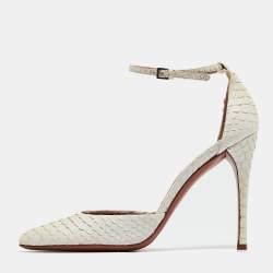 Alaia Cream Python Ankle Strap Pumps Size 39