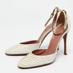 Alaia Cream Python Ankle Strap Pumps Size 39
