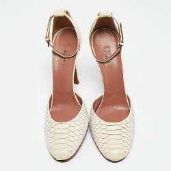 Alaia Cream Python Ankle Strap Pumps Size 39