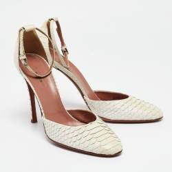 Alaia Cream Python Ankle Strap Pumps Size 39
