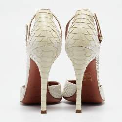 Alaia Cream Python Ankle Strap Pumps Size 39